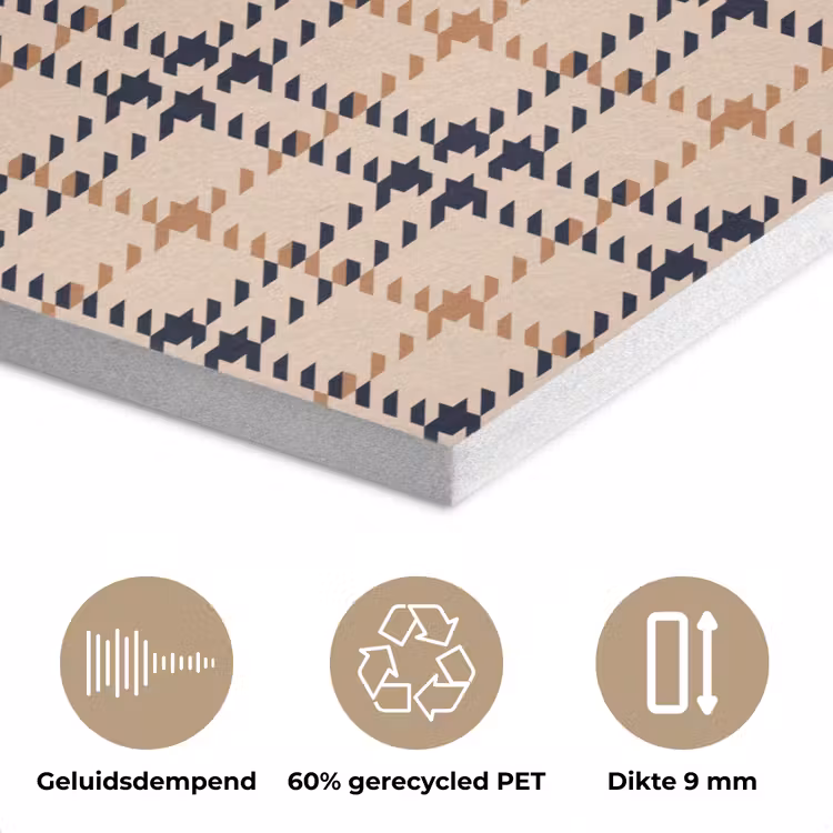 Plaid - Patroon - Beige - Zwart PET vilt klein 837 -closeup_NL