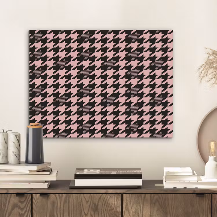 Plaid - Patroon - Zwart - Roze PET vilt klein 837 -sfeer1