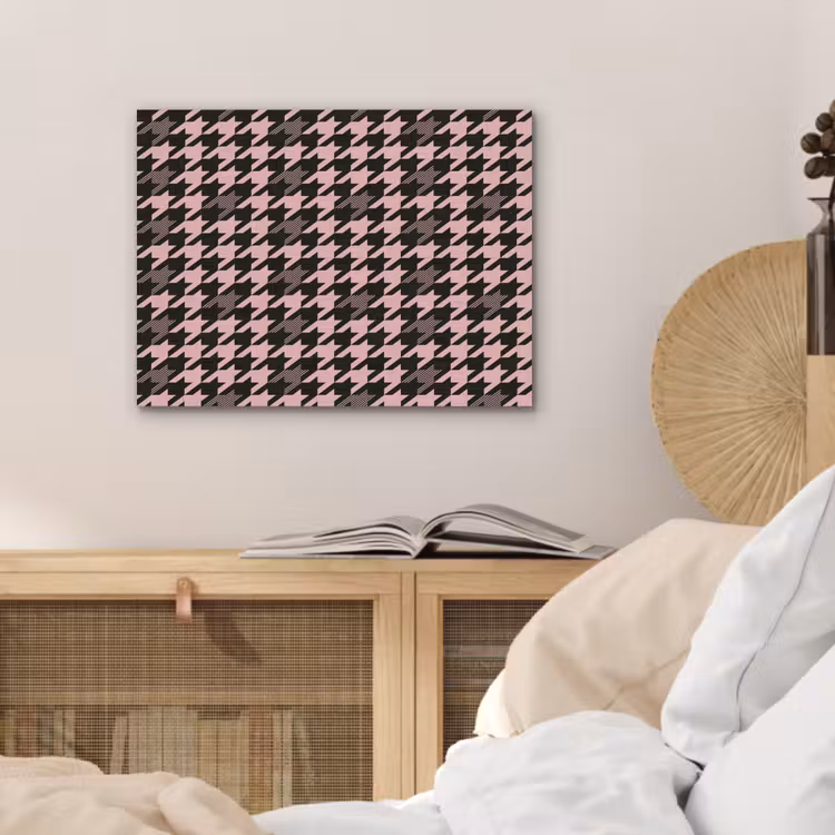Plaid - Patroon - Zwart - Roze PET vilt klein 837 -sfeer3