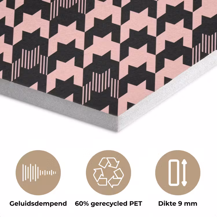 Plaid - Patroon - Zwart - Roze PET vilt klein 837 -closeup_NL