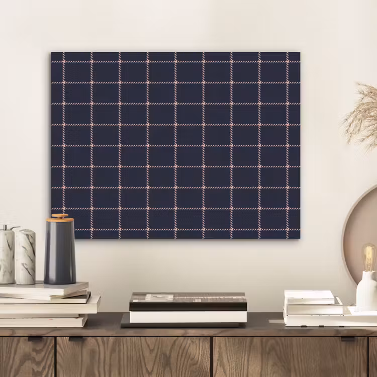 Plaid - Patroon - Blauw - Roze PET vilt klein 837 -sfeer1