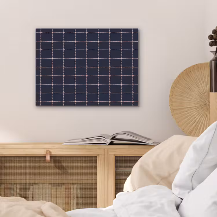 Plaid - Patroon - Blauw - Roze PET vilt klein 837 -sfeer3