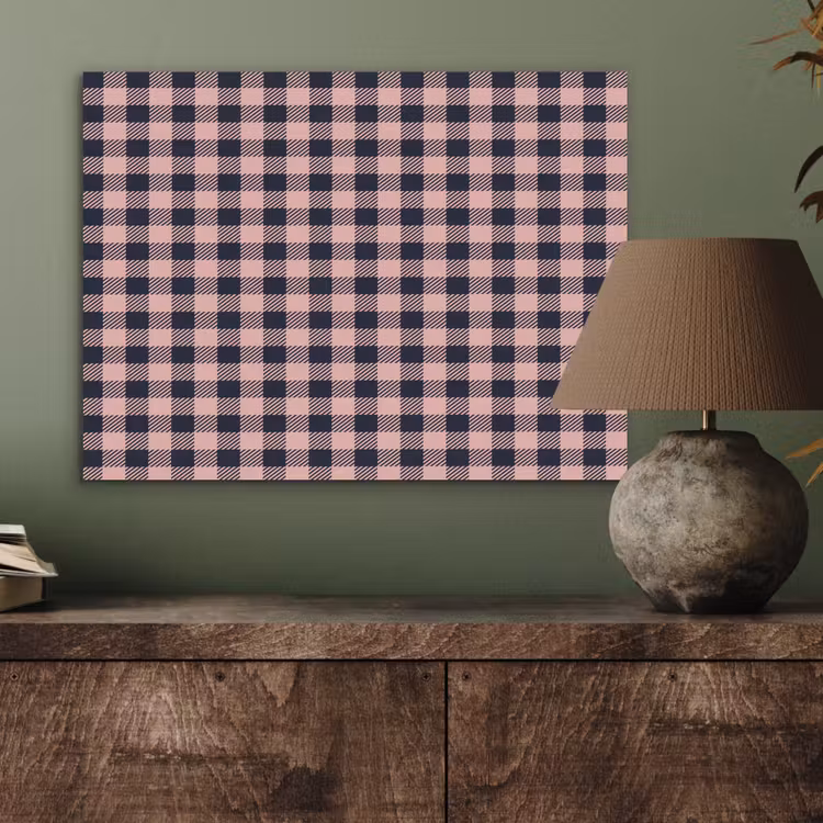 Plaid - Patroon - Roze - Zwart PET vilt klein 837 -sfeer2