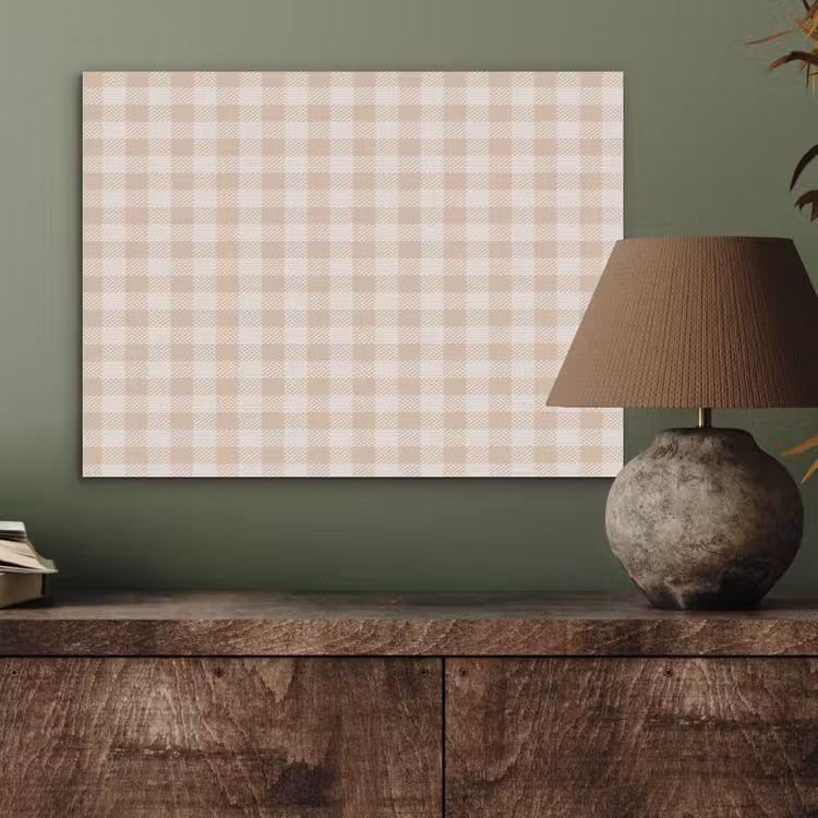 Plaid - Patroon - Vierkant - Beige PET vilt klein 837 -sfeer2