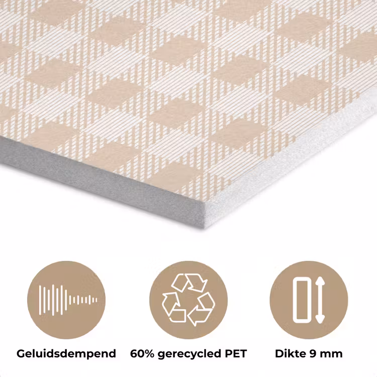 Plaid - Patroon - Vierkant - Beige PET vilt klein 837 -closeup_NL