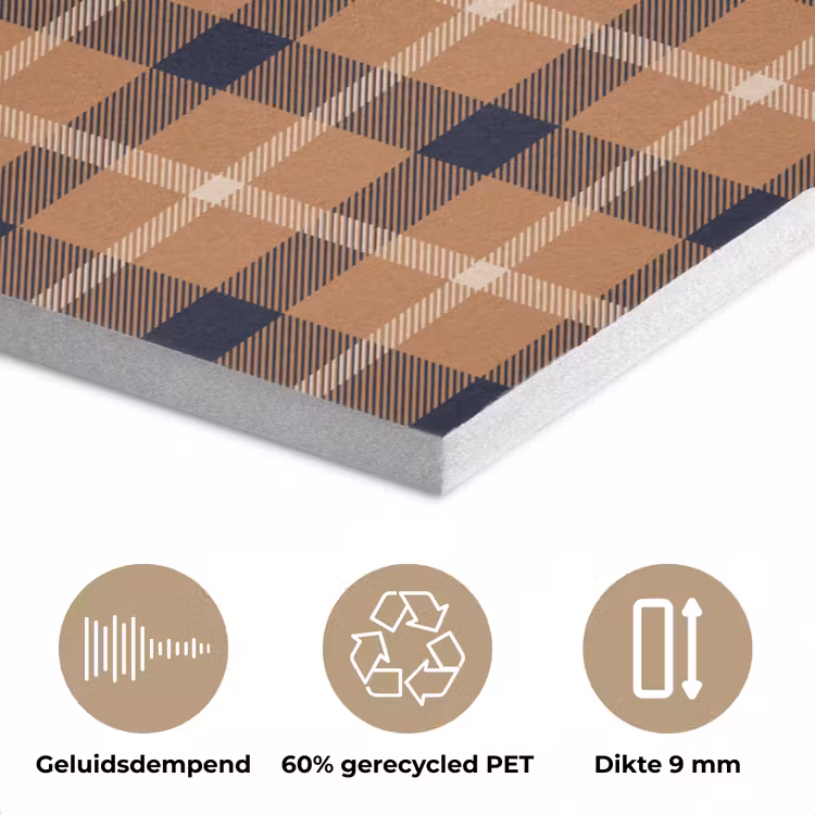 Plaid - Patroon - Vierkant - Bruin PET vilt klein 837 -closeup_NL