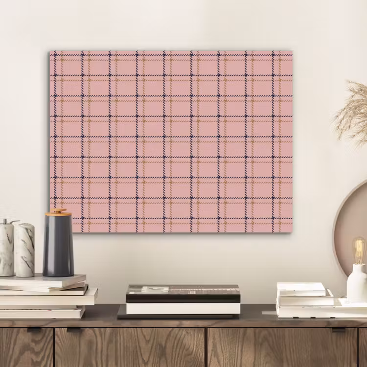 Plaid - Patroon - Gestreept - Roze PET vilt klein 837 -sfeer1