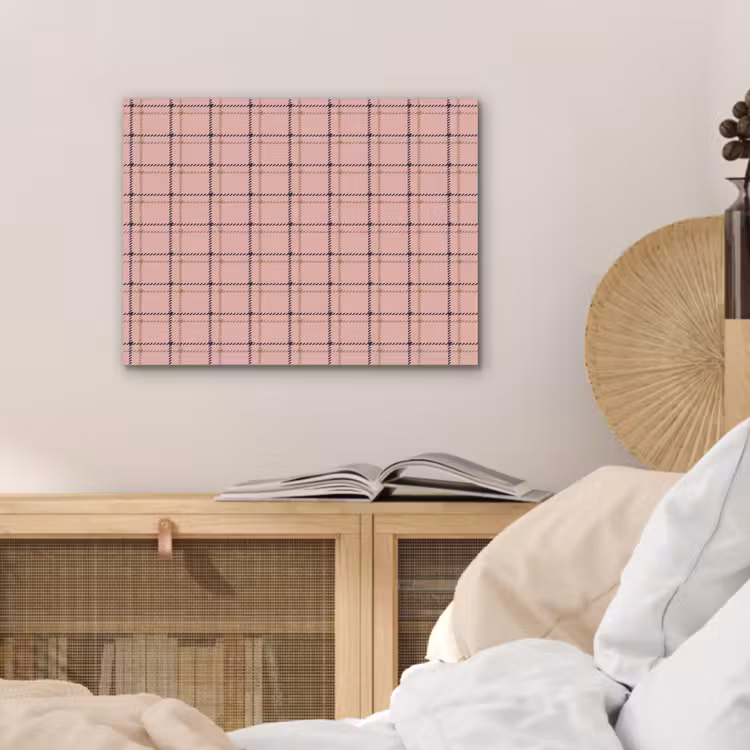 Plaid - Patroon - Gestreept - Roze PET vilt klein 837 -sfeer3