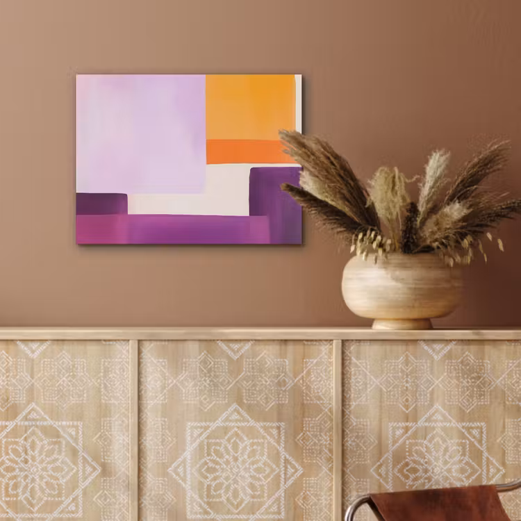 Vlakken - Abstract - Rechthoekig - Oranje PET vilt klein -sfeer4