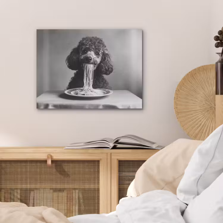 Poedel - Hond - Zwart - Wit - Schattig - Pasta PET vilt klein -sfeer3