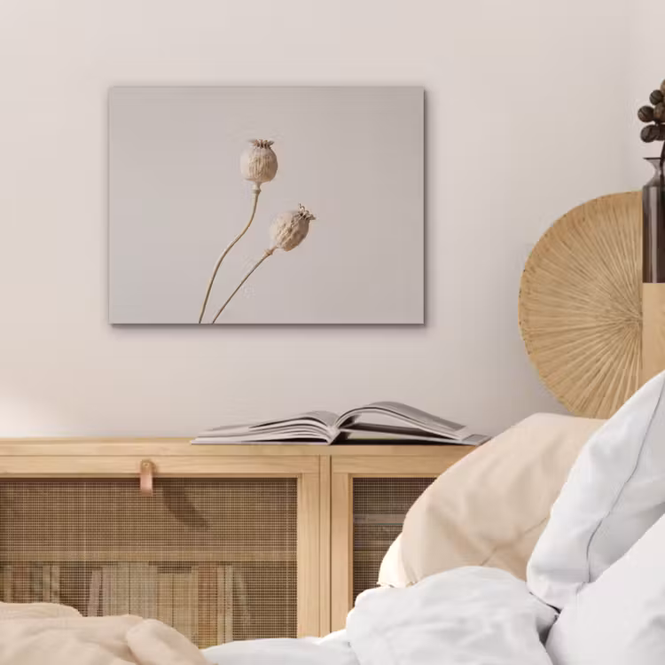 Papaverbollen - Droogbloemen - Minimalistisch - Beige - Rustig PET vilt klein -sfeer3