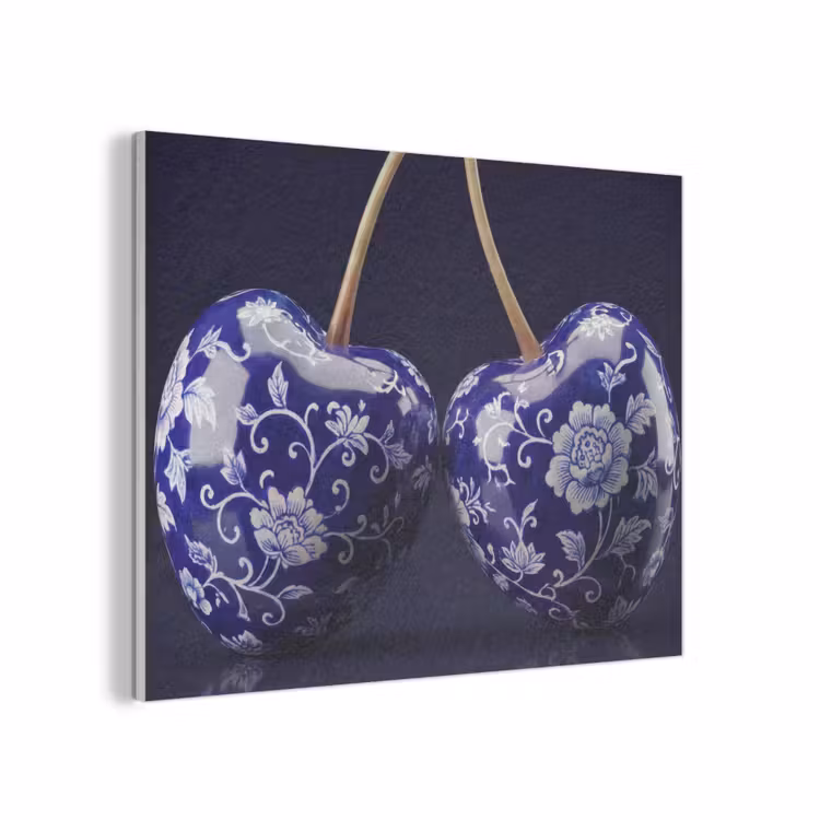 Porselein- Kersen - Delfts - Blauw PET vilt klein -3d