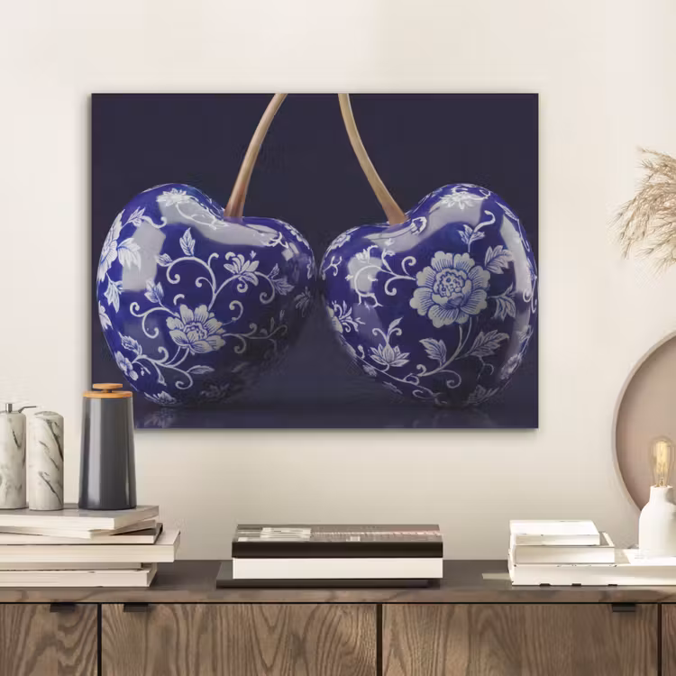 Porselein- Kersen - Delfts - Blauw PET vilt klein -sfeer1