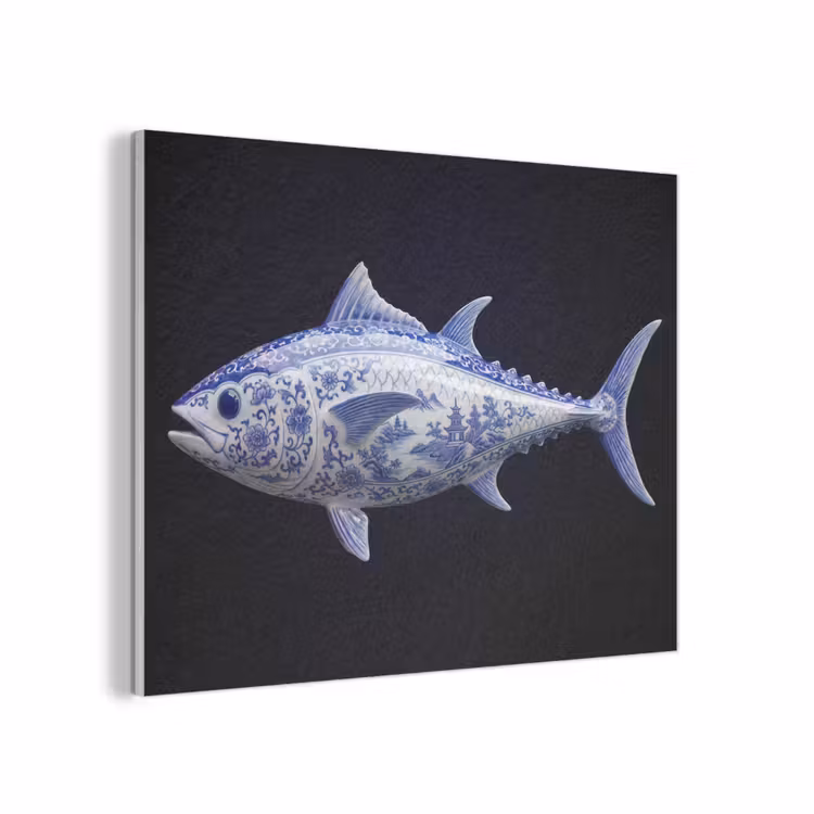 Porselein - Tonijn - Delfts - Blauw PET vilt klein -3d