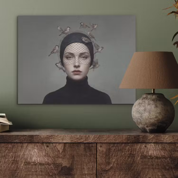 Portret - Vogels - Zwart PET vilt klein -sfeer2