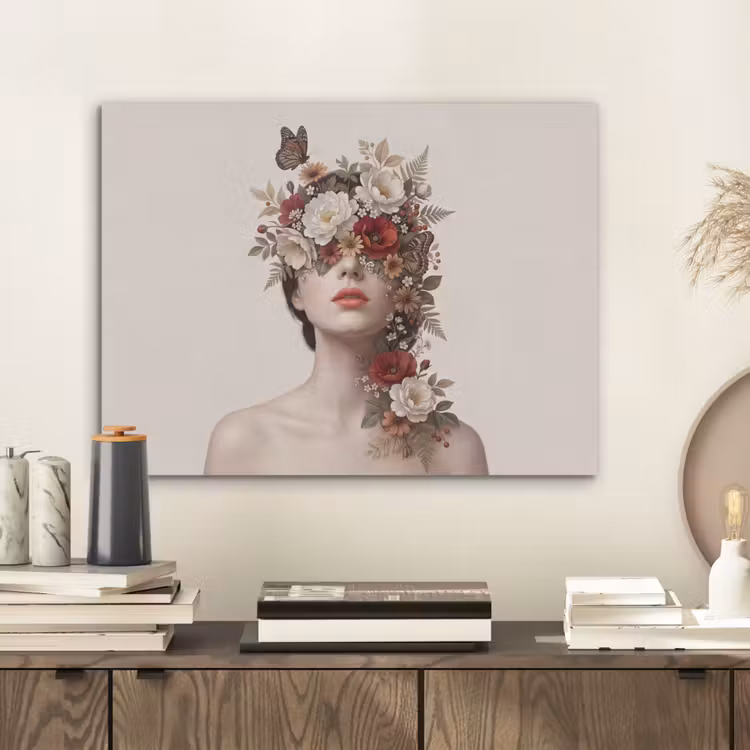 Portret - Bloemen - Cremé PET vilt klein -sfeer1