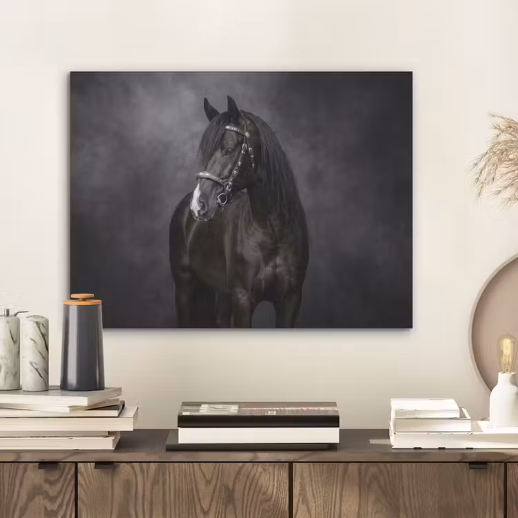Portret - Paard - Zwart PET vilt klein -sfeer1