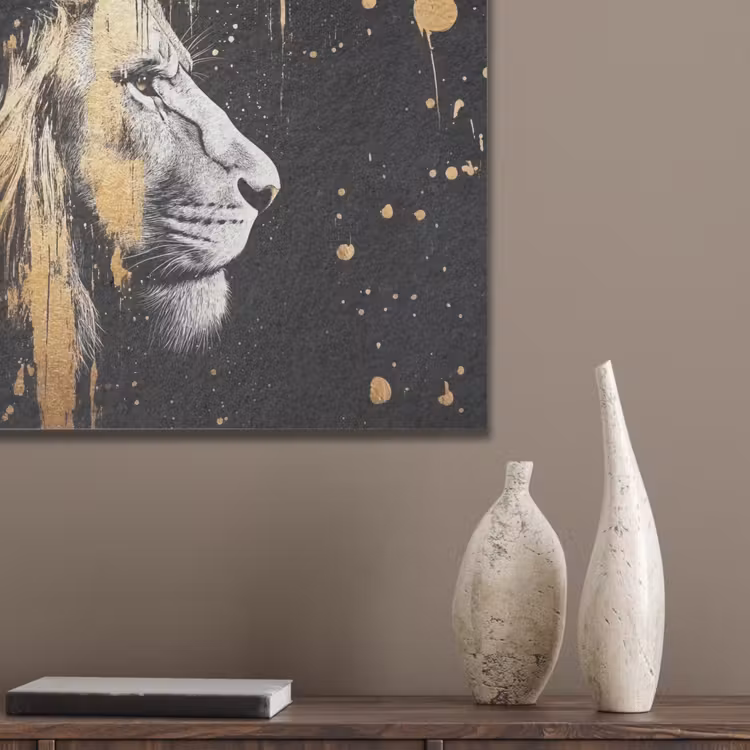 Portret - Leeuw - Abstract - Goud PET vilt klein -sfeer6_closeup