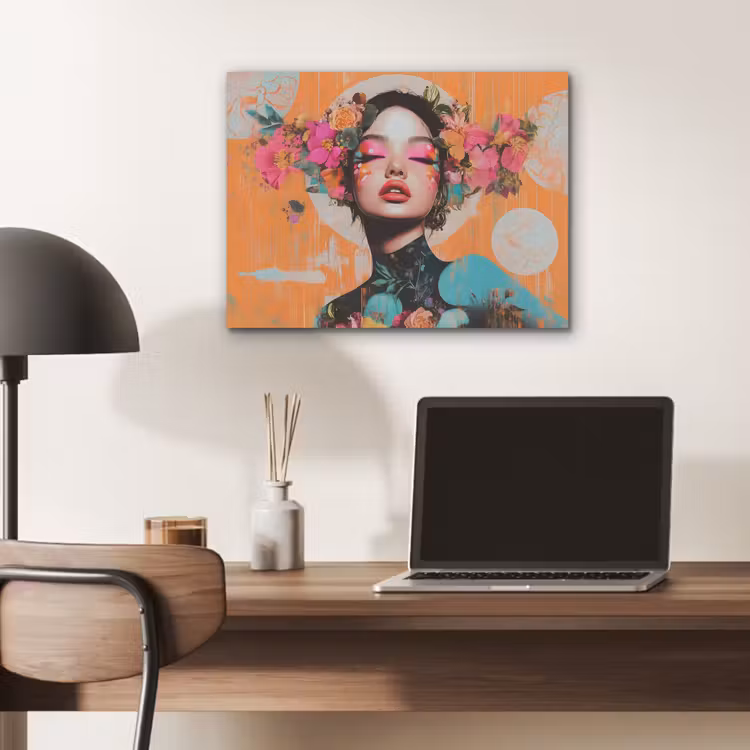Portret - Vrouw - Abstract - Bloemen PET vilt klein -sfeer5