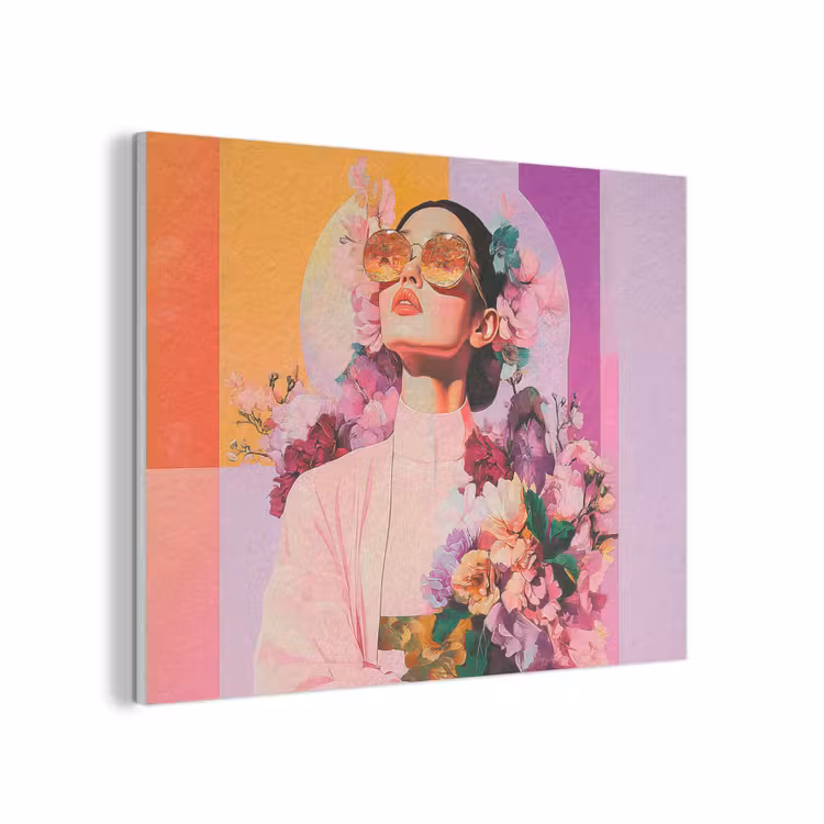 Portret - Vrouw - Abstract - Bloemen PET vilt klein -3d