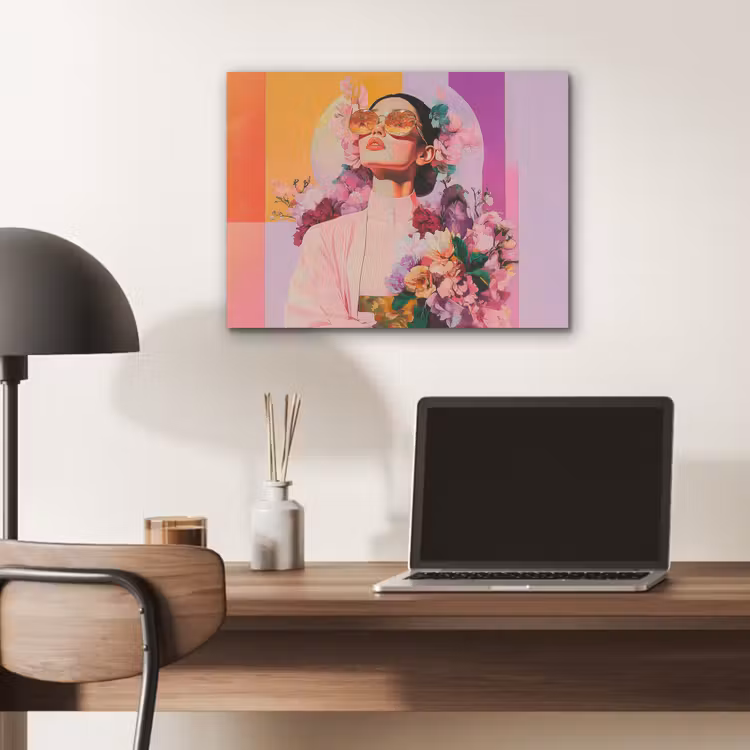 Portret - Vrouw - Abstract - Bloemen PET vilt klein -sfeer5