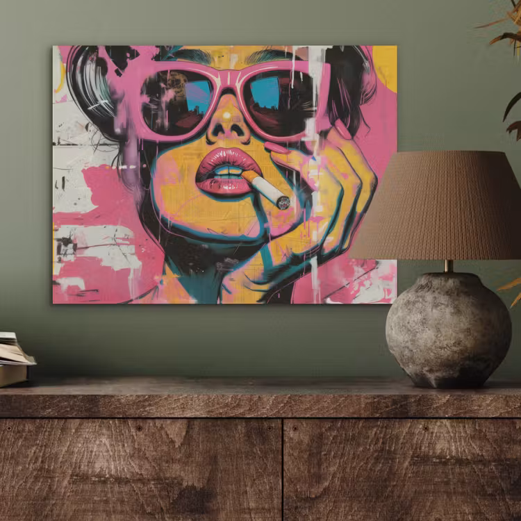Portret - Vrouw - Abstract - Zonnebril PET vilt klein -sfeer2