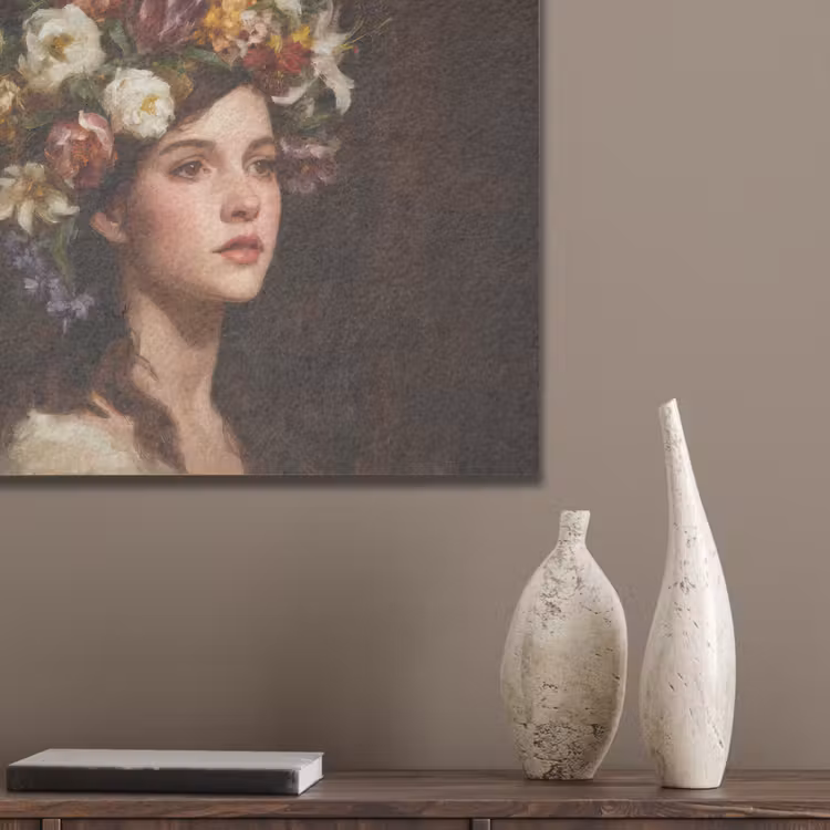 Portret - Vrouw - Bloemen PET vilt klein -sfeer6_closeup