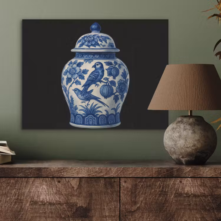 Pot - Delfts Blauw - Bloemen PET vilt klein -sfeer2