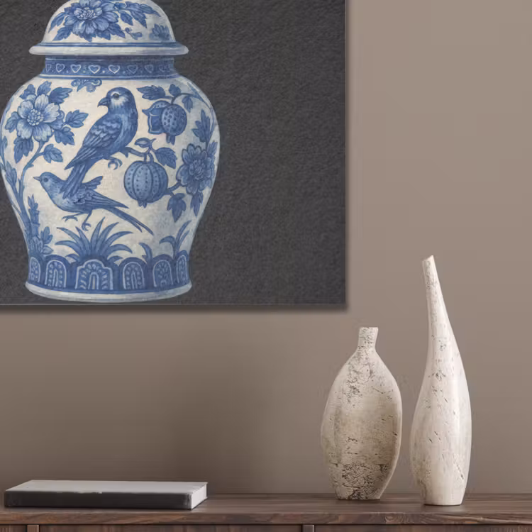 Pot - Delfts Blauw - Bloemen PET vilt klein -sfeer6_closeup