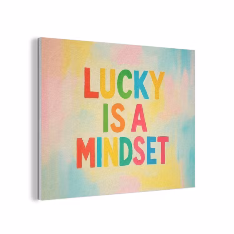 Quote - Lucky - Regenboogkleuren PET vilt klein -3d