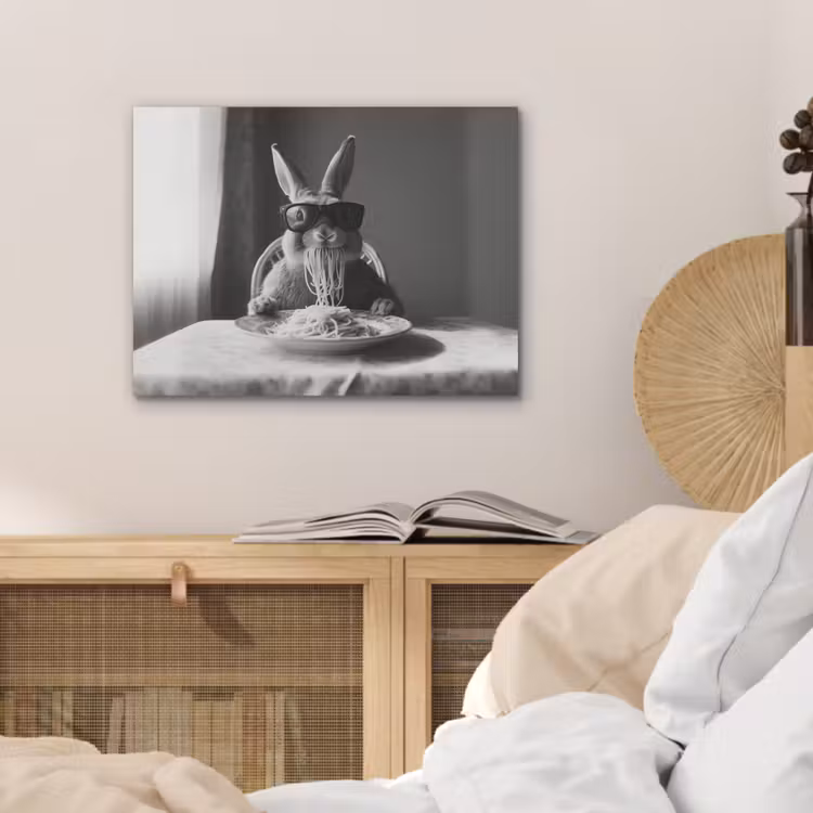 Konijn - Bunny - Zonnebril - Tafelkleed - Pasta - Schattig PET vilt klein -sfeer3