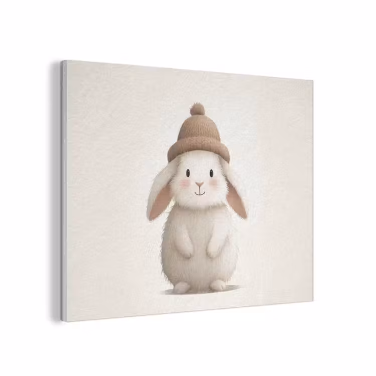 Konijn - Muts - Oren - Beige PET vilt klein -3d