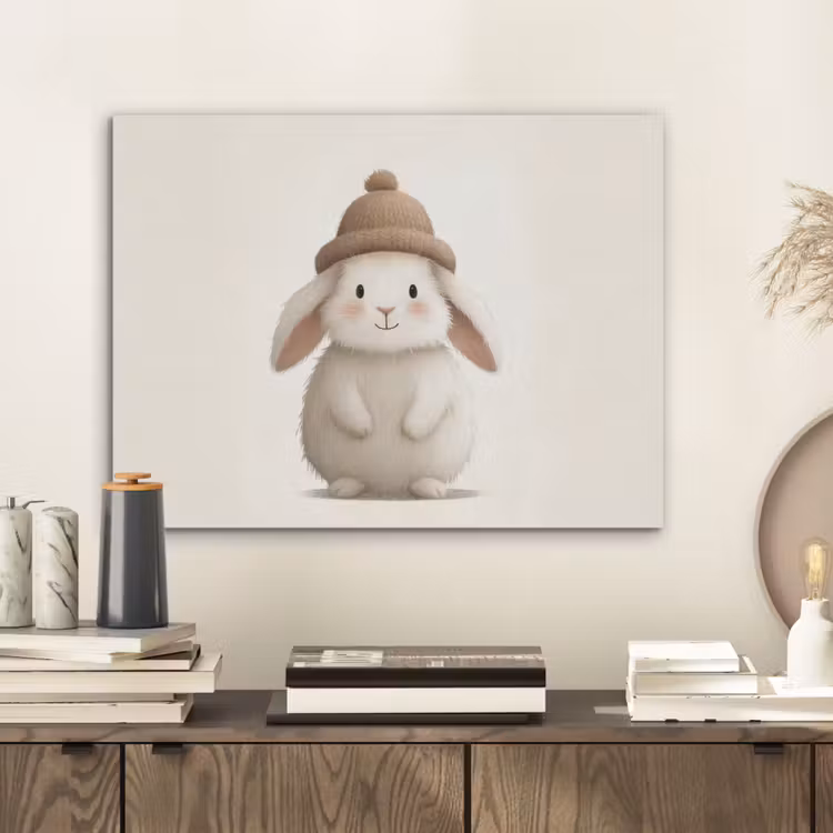 Konijn - Muts - Oren - Beige PET vilt klein -sfeer1