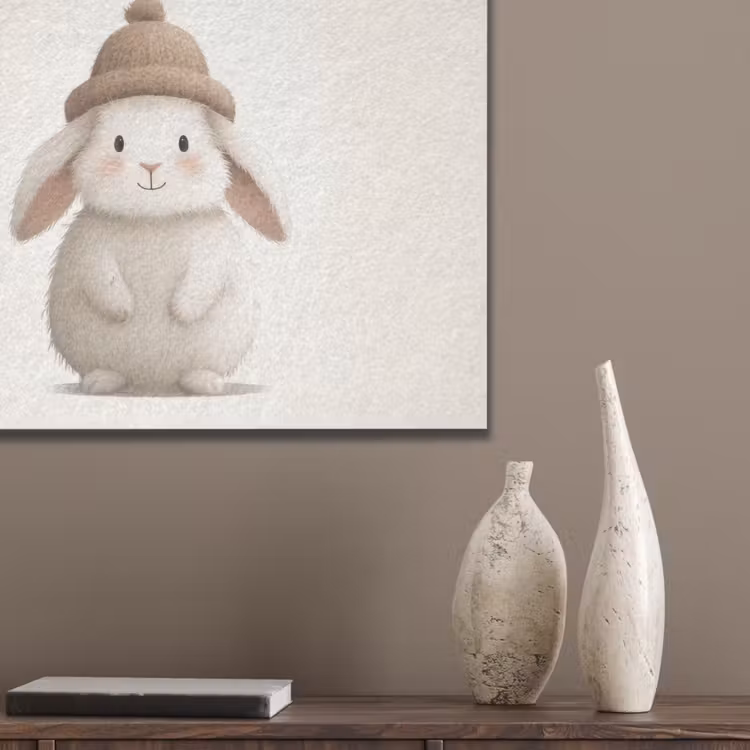 Konijn - Muts - Oren - Beige PET vilt klein -sfeer6_closeup