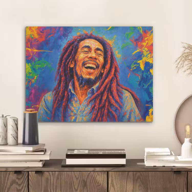 Regenboogkleuren - Man - schilderij PET vilt klein -sfeer1