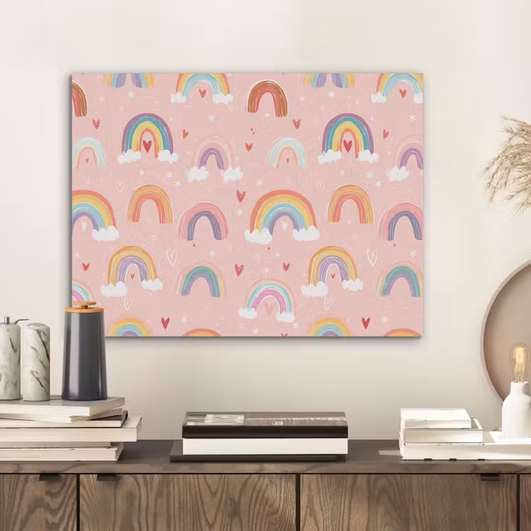 Regenboog - Patroon - Pastel - Handgetekend PET vilt klein -sfeer1