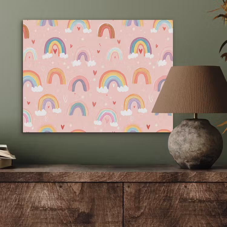 Regenboog - Patroon - Pastel - Handgetekend PET vilt klein -sfeer2