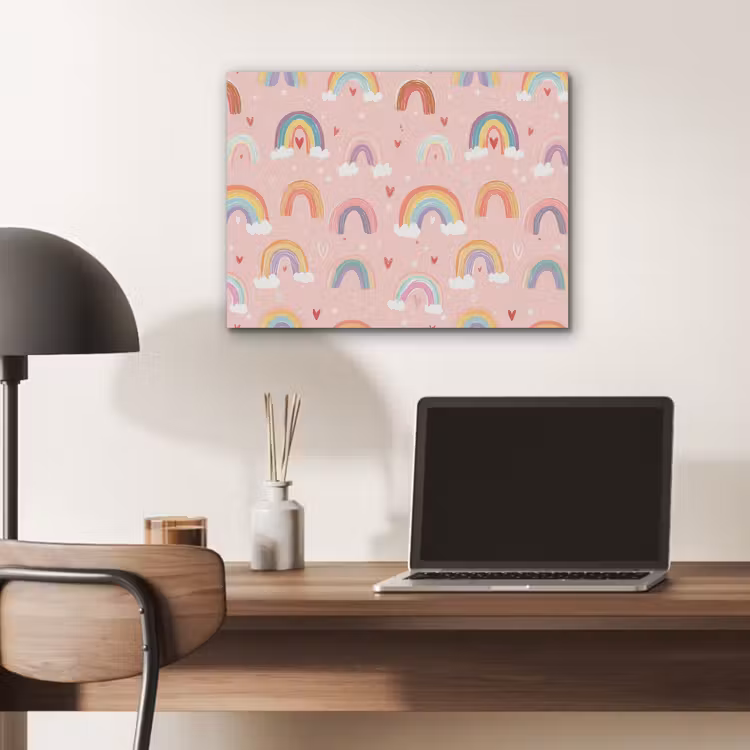 Regenboog - Patroon - Pastel - Handgetekend PET vilt klein -sfeer5