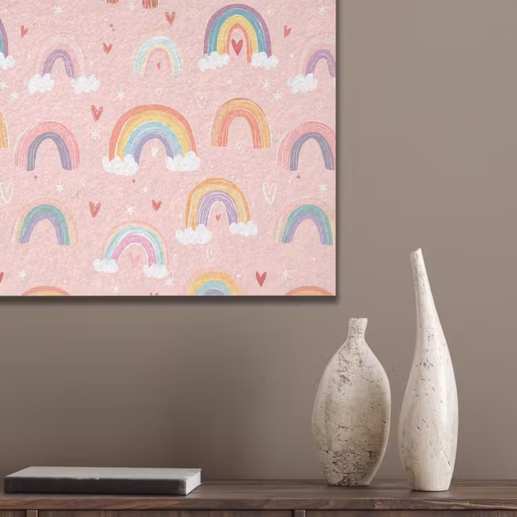 Regenboog - Patroon - Pastel - Handgetekend PET vilt klein -sfeer6_closeup