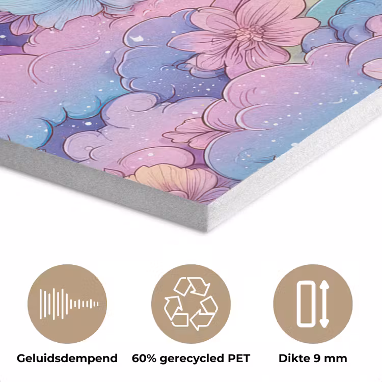 Regenbogen - Bloemen - Kleurrijk - Wolken PET vilt klein -closeup_NL