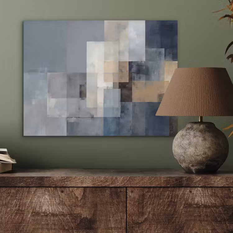 Rechthoeken - Abstract - Blauw PET vilt klein -sfeer2