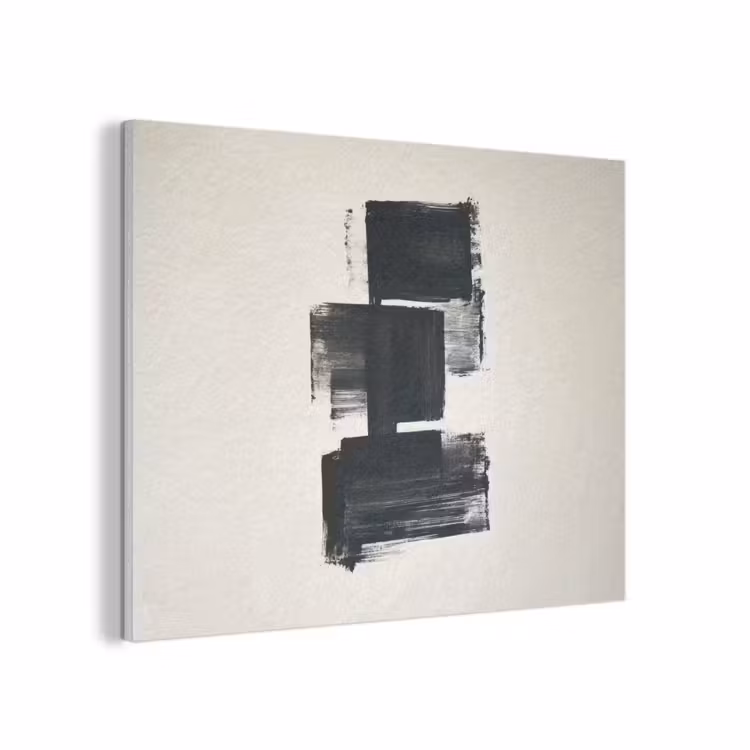 Rechthoeken - Penseelstreken - Abstract - Zwart PET vilt klein -3d
