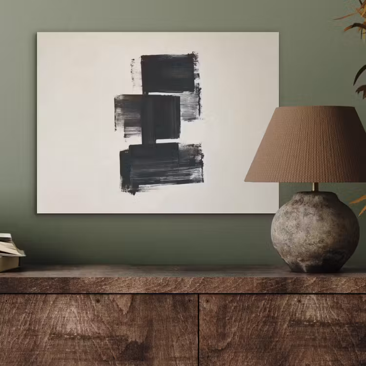Rechthoeken - Penseelstreken - Abstract - Zwart PET vilt klein -sfeer2