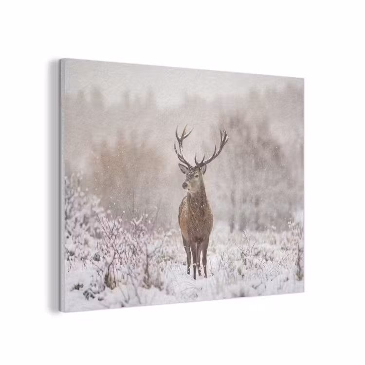 Edelhert - Bos - Sneeuw - Winter - Majestueus PET vilt klein -3d