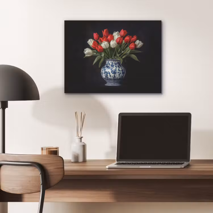 Rode - Bloemen - Tulpen - Vaas PET vilt klein -sfeer5