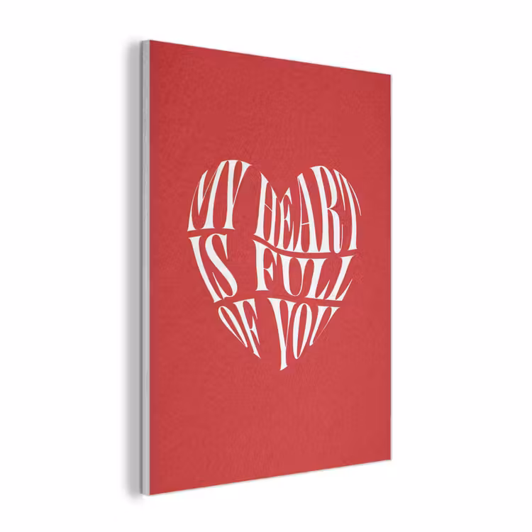 Rood - Hart- Tekst - Valentijn PET vilt klein -3d