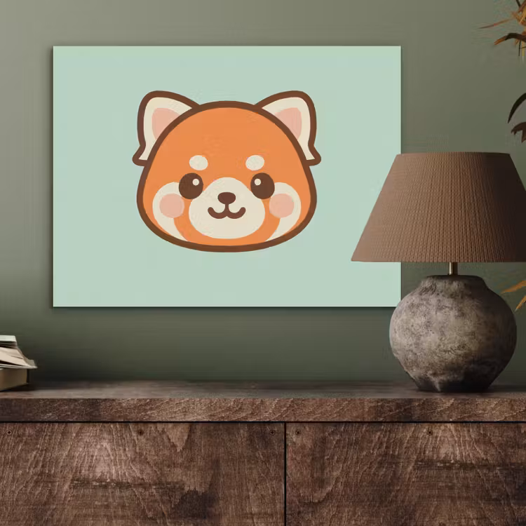 Rode panda - Groen - Cartoon PET vilt klein -sfeer2