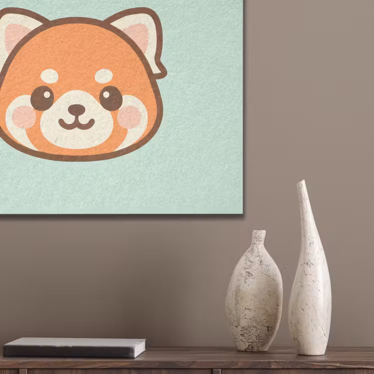 Rode panda - Groen - Cartoon PET vilt klein -sfeer6_closeup