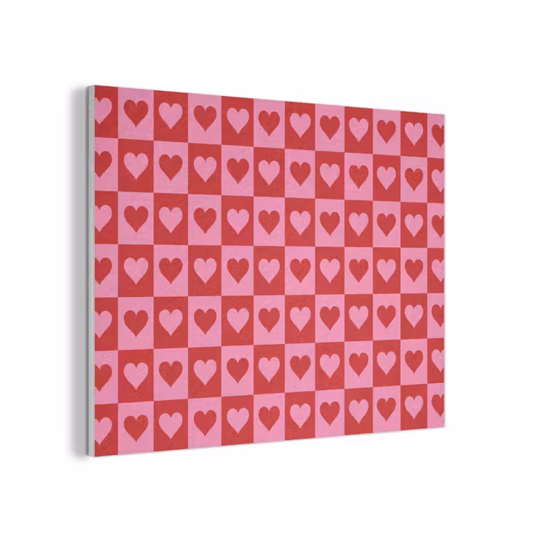 Rood - Roze - Schaakbord - Valentijn PET vilt klein -3d