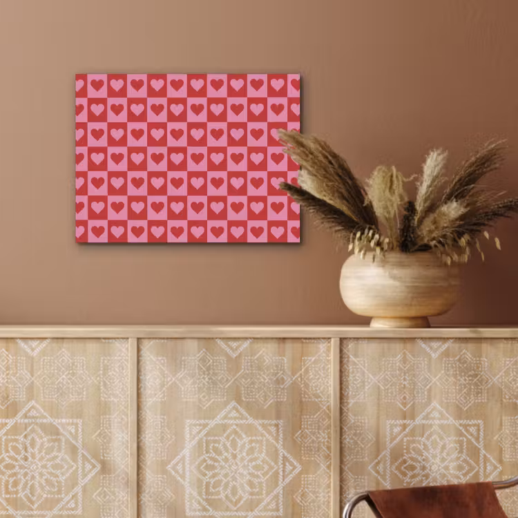 Rood - Roze - Schaakbord - Valentijn PET vilt klein -sfeer4